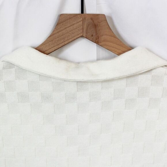 Atelier VM Women's White/ Cream Checkerboard Crop Top XL - Picture 6 of 7